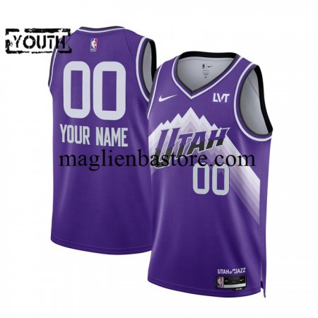 Maglia NBA Utah Jazz Personalizzate 2023-2024 Nike City Edition Viola Swingman - Bambino